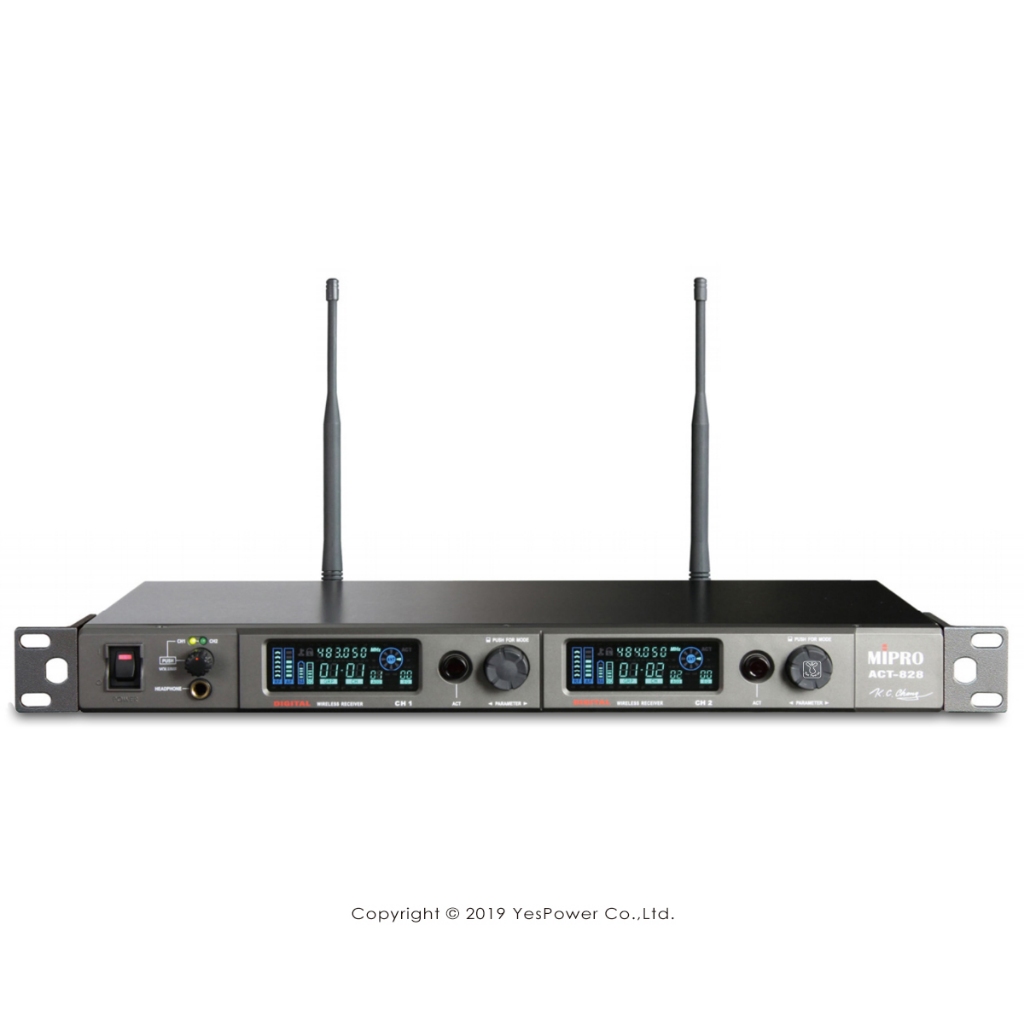 【含稅＊來電優惠】ACT-828 MIPRO 1U寬頻數位雙頻道無線麥克風