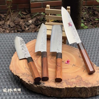 鉬釩鋼鍛打錘紋日式八角柄黑檀廚刀組 主廚刀 小菜刀 切肉刀生魚片刀 三德刀萬用刀 50Cr15Mov鋼材鍛製鋒利耐用