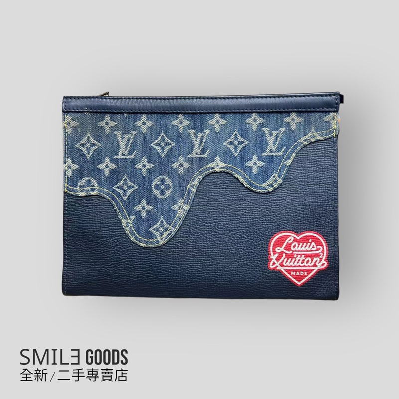 [SMILE] Louis Vuitton LV x Nigo Pochette Voyage 牛仔丹寧拼皮手拿包