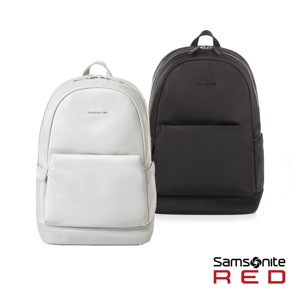 Samsonite RED 新秀麗 筆電後背包/電腦包/女包/雙肩包15.6吋 FERLEY 女用輕量商務時尚_黑/白