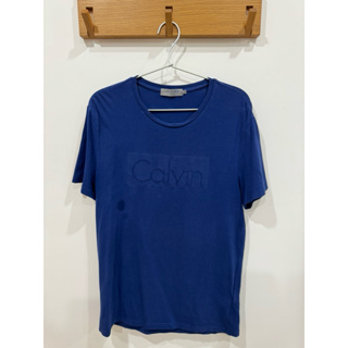 Calvin Klein Jeans藍色萊卡logo T-shirt （男 二手衣）