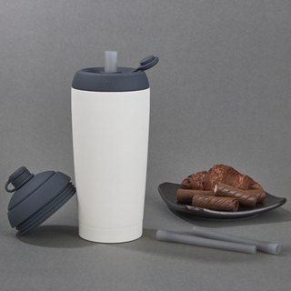 免運 臺灣製 YCCT速吸杯2代550ml(內膽陶瓷層) - 迷霧灰 - 啵一下就能喝的環保咖啡杯