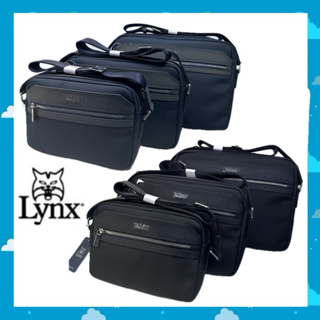 Lynx 美國山貓 橫式側背包（大中小） 十字紋牛皮搭配嚴選防潑水尼龍材質 精緻質感 美觀大方