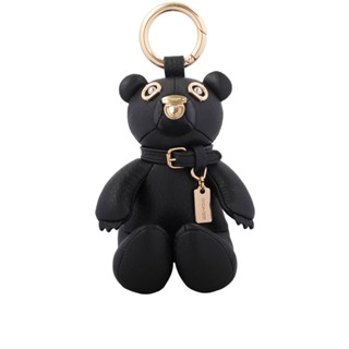 COACH 荔枝皮革熊熊吊飾/鑰匙圈(金色/黑色) CP369 IMBLK