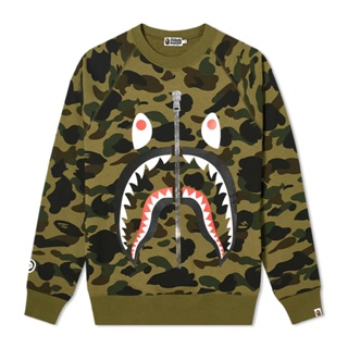 A BATHING APE 1ST CAMO SHARK CREW SWEAT GREEN BAPE-303CM