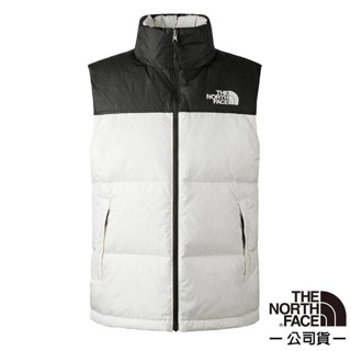 【The North Face】男 款拼接防潑水舒適保暖可收納連帽羽絨背心/DWR防潑水/適登山健行 黑白 3JQQ