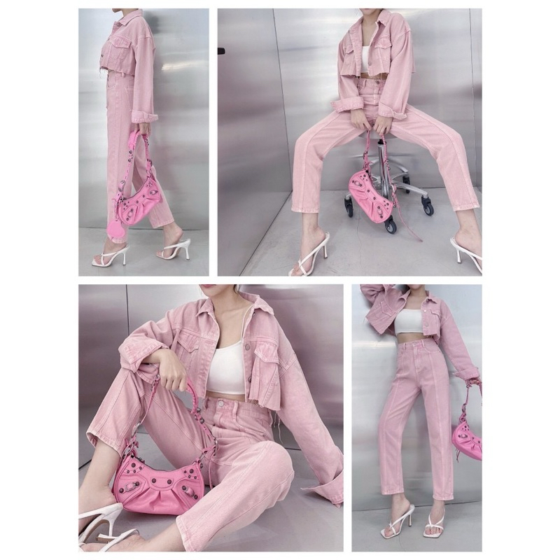 ❄️現貨❄️獨家挺版粉粉牛仔SET套裝 粉紅芭比套裝 獨家挺版粉粉牛仔外套+牛仔褲SET 可拆買 #1123