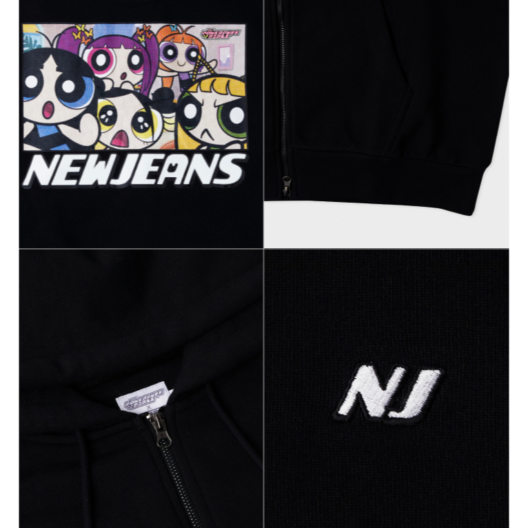 現貨 NewJeans 飛天小女警 NJ FULL-ZIP HOODED SWEATSHIRT 外套 黑色XL號 快閃店