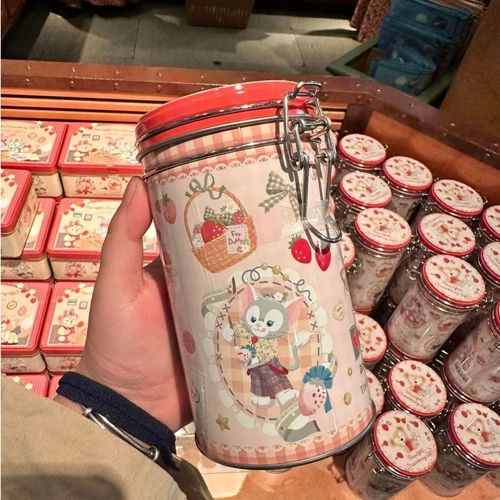 [現貨在台] 日本 東京迪士尼海洋 2024情人節限定達菲餅乾 草莓圓筒罐