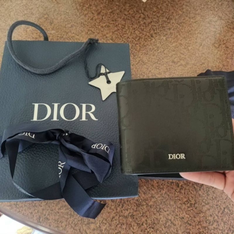 迪奧 黑色男短皮夾  小型銀包 黑色 Dior Oblique Galaxy 編號: 2ESBH027VPD_H03E