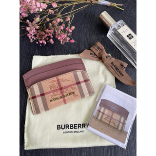 二手Burberry藕粉色經典格紋卡夾（含防塵袋、2nd STREET正品證明書）