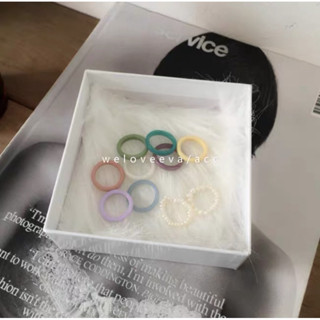 (二手)戒指 壓克力戒指 小珍珠戒指 金色戒指 尾戒 手工串珠戒指