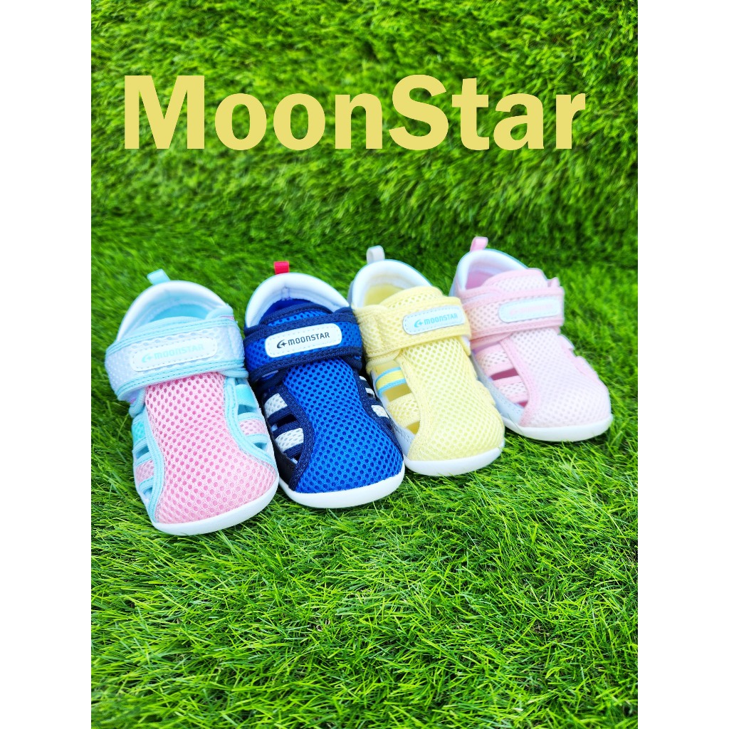*十隻爪子童鞋*Moonstar日本月星粉or藍色or黃色or白粉護趾機能輕量涼鞋 學步鞋 保護腳趾頭  寶寶鞋