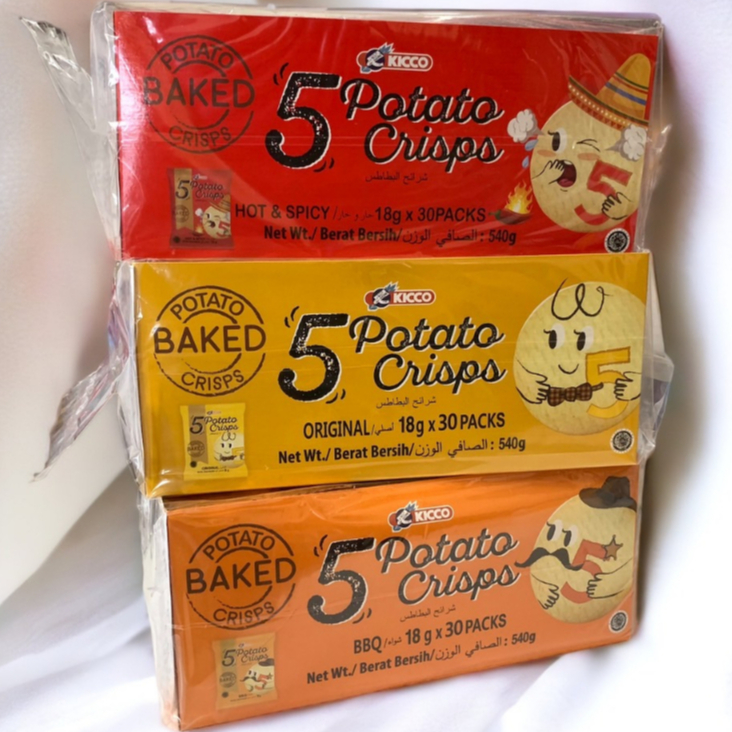 印尼 Five 洋芋薄脆餅 一盒30小包 原味 BBQ 薄片洋芋片 熱銷 點心 洋芋片 零食 點心