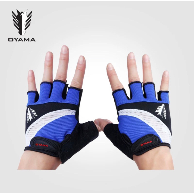 【Bb鐵馬】全新原廠OYAMA歐亞馬騎行短手套藍色XL易拉脫設計