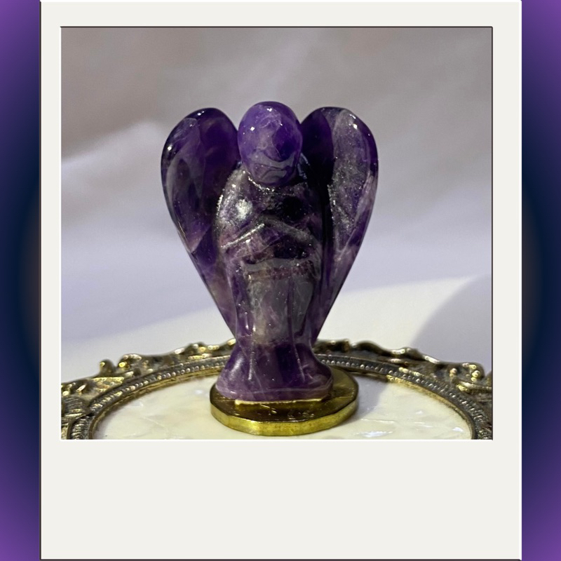 紫水晶天使雕件 水晶雕件 提升靈性 高50mm寬34mm厚16mm 實品拍攝M1