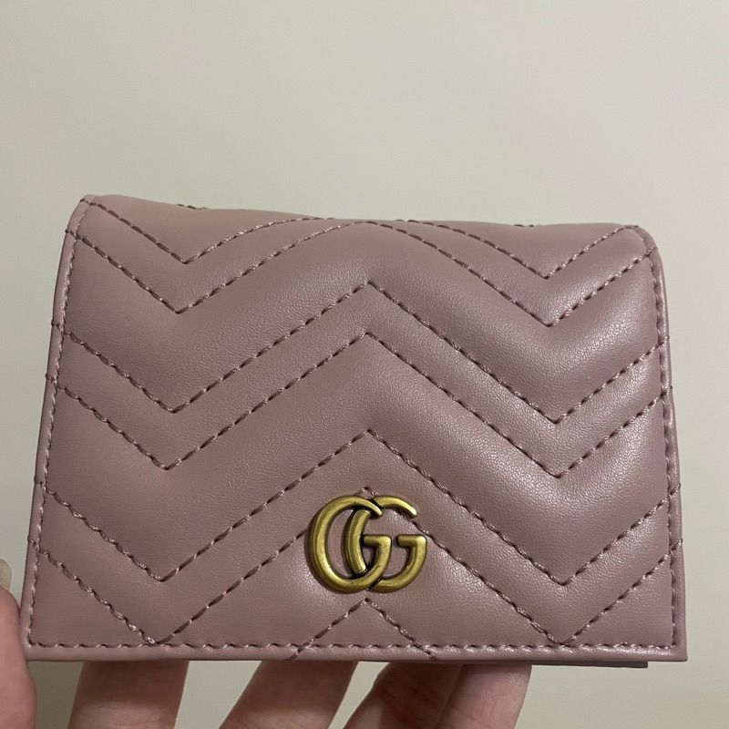 Gucci marmont 馬夢短夾 藕粉色