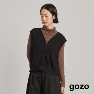 【gozo】➤大V領開襟毛衣背心(黑色/白色/綠色_F) | 女裝 V領 百搭