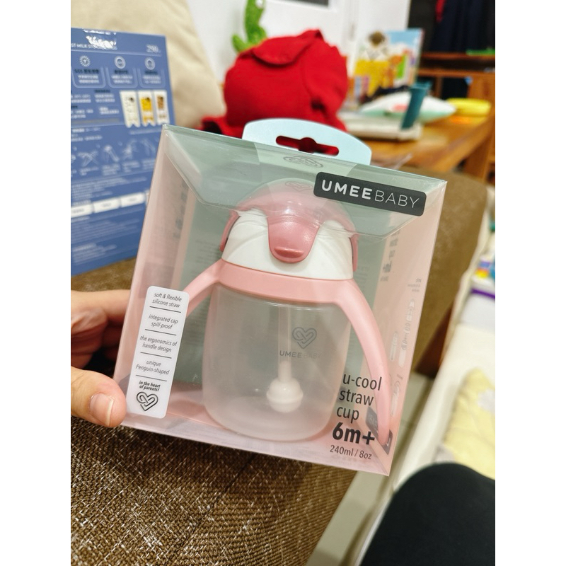 Umee-優酷企鵝水杯-240ml-淺粉色 全新