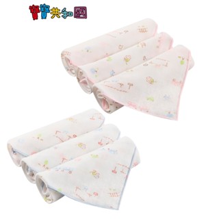 Combi 康貝 純棉柔紗快樂車車 手帕3入 藍/粉 寶寶手帕 幼兒手帕 吸水手帕 新生適用 原廠公司貨 寶寶共和國