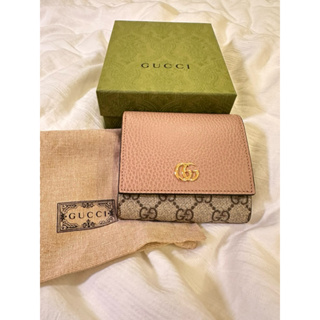 全新Gucci Marmont Wallet沙色粉紅色短夾