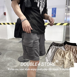 【DOUBLE4】韓國 工作短褲 寬鬆短褲 棉短褲 重磅 立體 挺版 工作褲男女 露營風 鬆緊 短褲男 2331