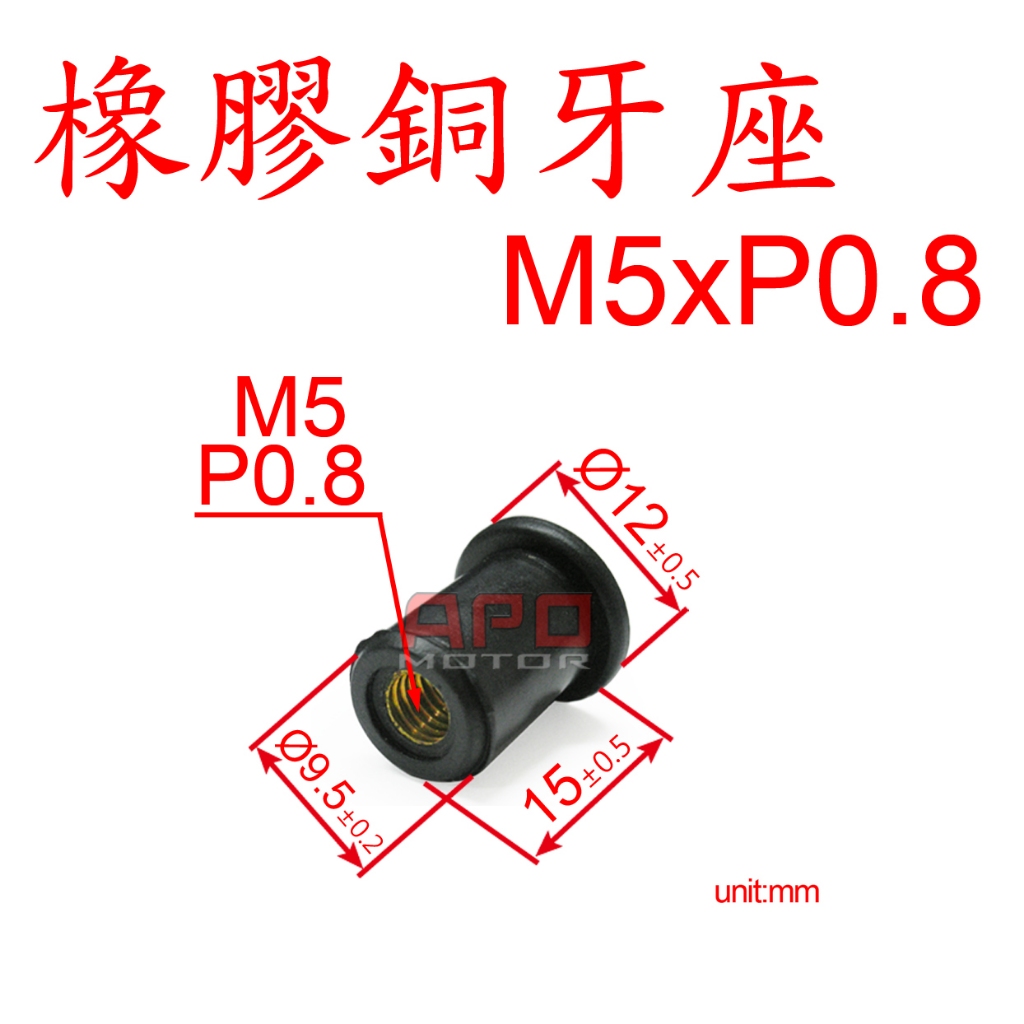APO~A2-2~臺灣製-風鏡螺絲橡膠銅牙座-M5螺帽款/單顆$20~銅帽有沾黏膠