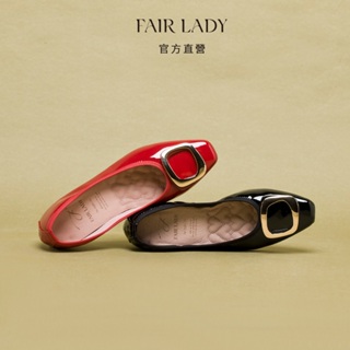 FAIR LADY 我的旅行日記 時尚金屬釦軟漆皮平底鞋 櫻桃色 漆黑色 (502853) 摺疊鞋 娃娃鞋