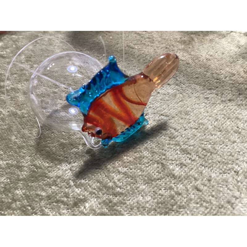 免飼料 玻璃製 手工 琉璃 魚缸 擺飾 擺設 漂浮 玻璃魚 浮球 泡泡 繽紛 小魚 裝飾 泡泡球 一物一照片 $65/隻
