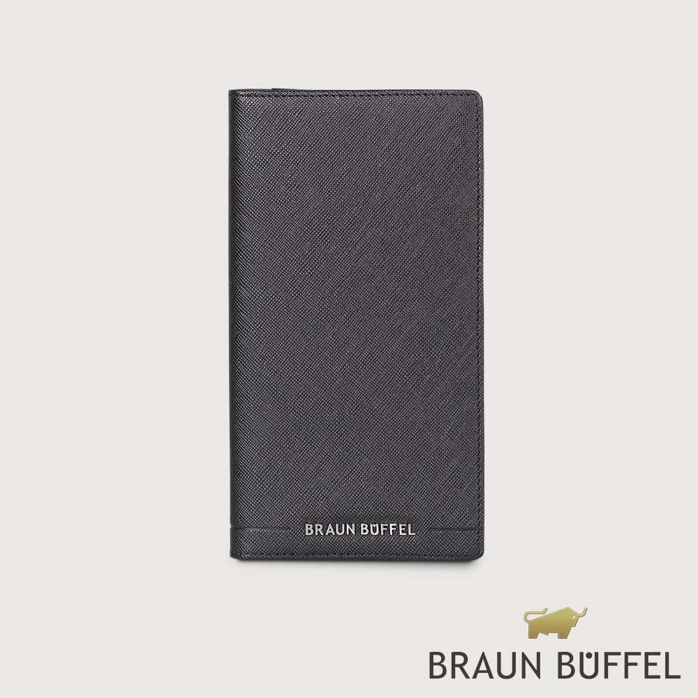 【BRAUN BUFFEL 德國小金牛】台灣總代理 格瑞克D 8卡V型長夾-黑色/BF513-620-BK