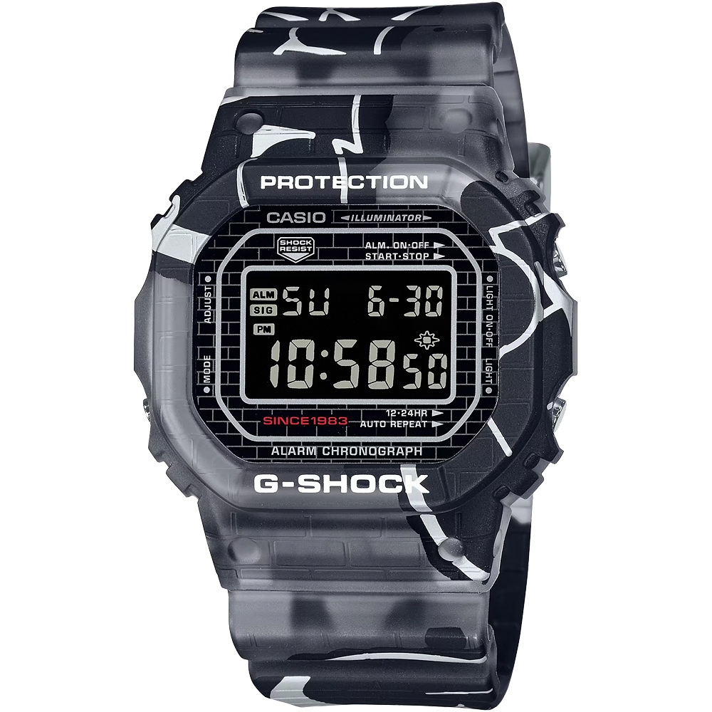 CASIO 卡西歐 G-SHOCK 街頭原創塗鴉藝術 經典方形電子錶  DW-5000SS-1