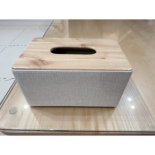 木製皮革衛生紙盒米色（商品狀況好）