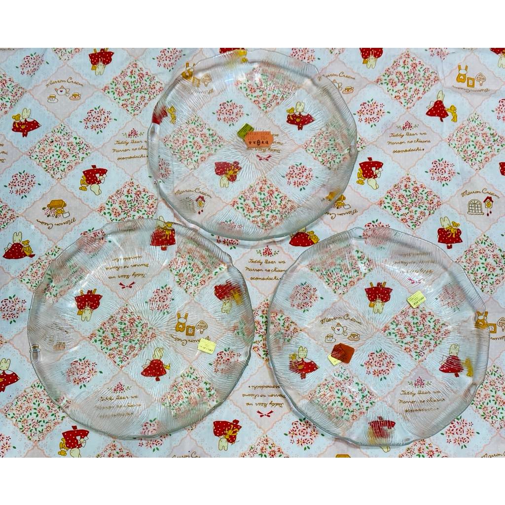 【法國Arcoroc 全新 玻璃盤子】法國Arcoroc 玻璃盤子/水果盤/蛋糕盤/花瓣盤/裝飾盤/約23公分