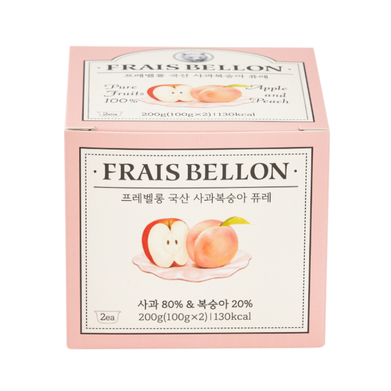 Frais Bellon韓國進口 寶寶果泥 蘋果蜜桃果泥 (100克/杯，2杯/盒)
