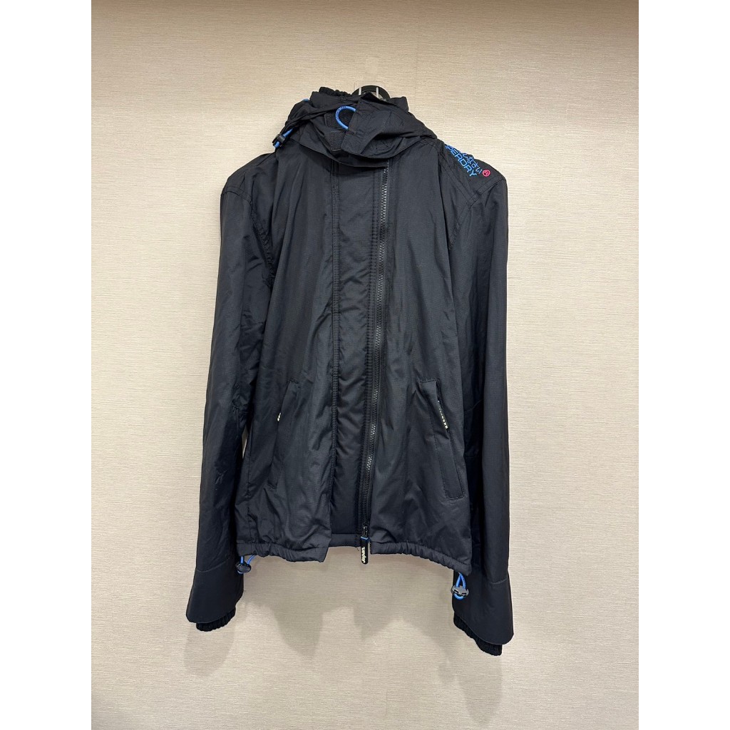 Superdry 黑藍 連帽防風外套 size S