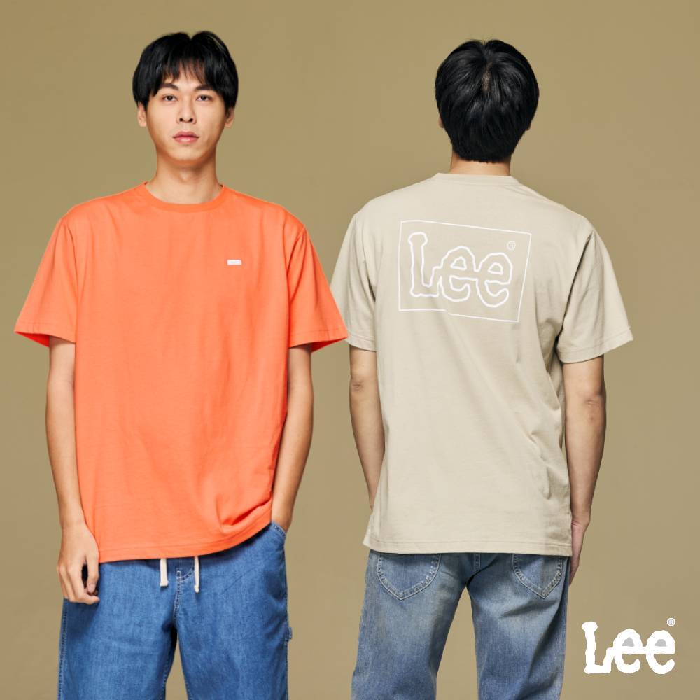 Lee 背後LOGO寬鬆短袖T恤 男 桃橘 棕色 LB402023
