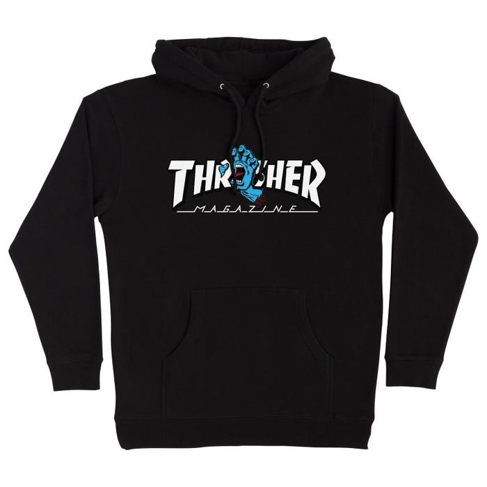 Thrasher x Santa Cruz 冬季 黑色帽T