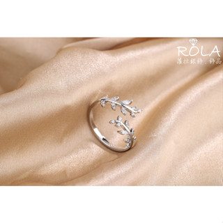 ROLA蘿拉銀飾.飾品 “現貨當天出” 鋯石枝葉925純銀戒指 開口戒指