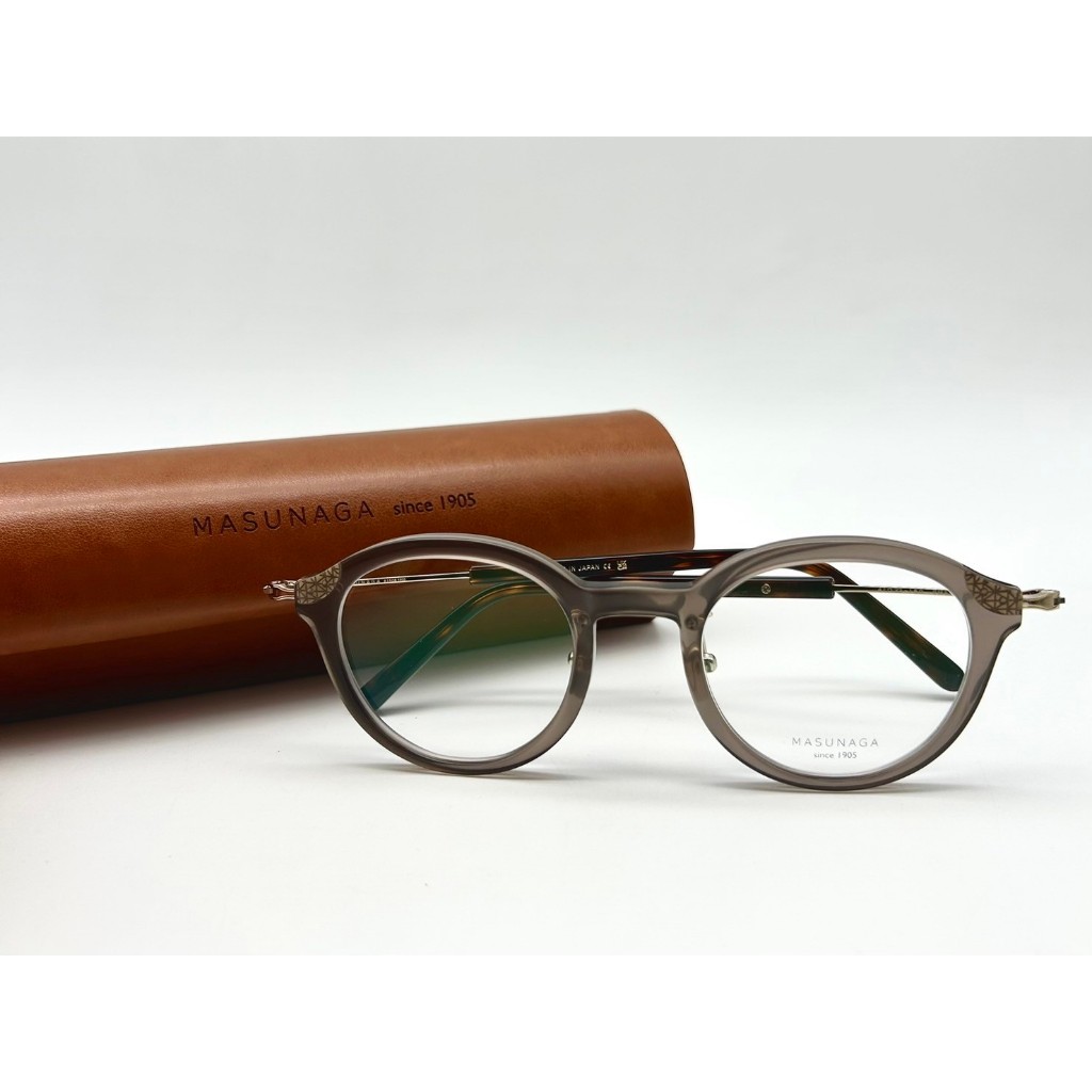 ✅🏆百年經典 🏆[檸檬眼鏡] MASUNAGA GMS-123 #23 TAUPE 淺灰色複合式鏡框