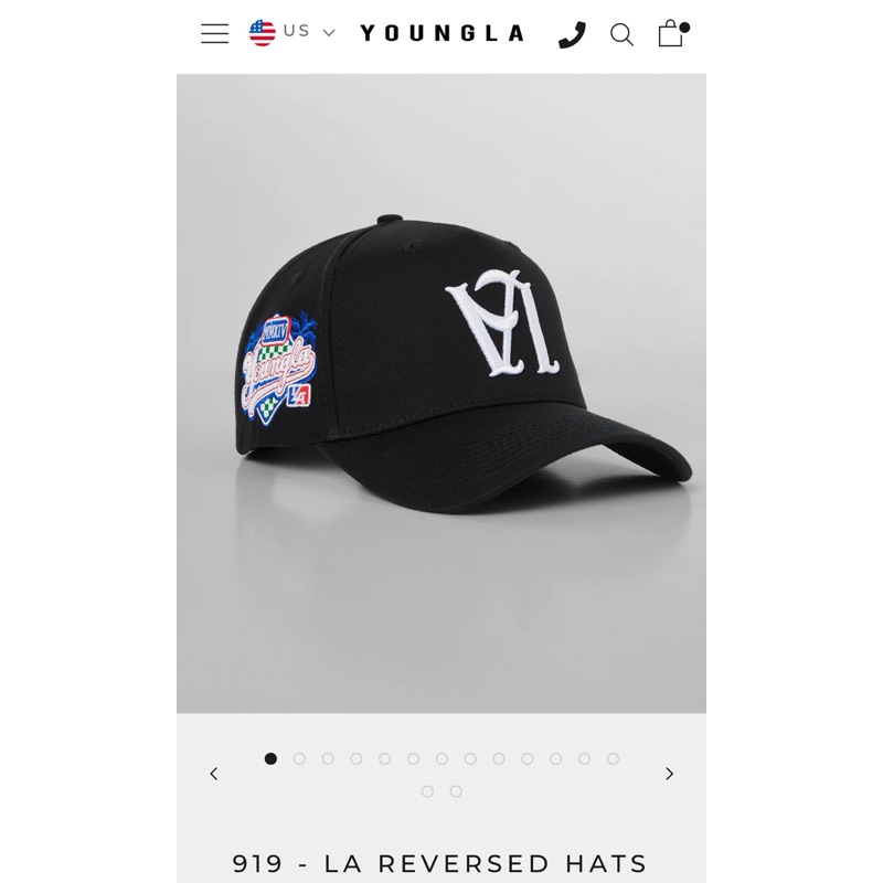 YoungLA 919 LA REVERSED HATS 反轉Logo 黑色 白電繡 棒球帽 帽子 老帽 Cbum 道奇