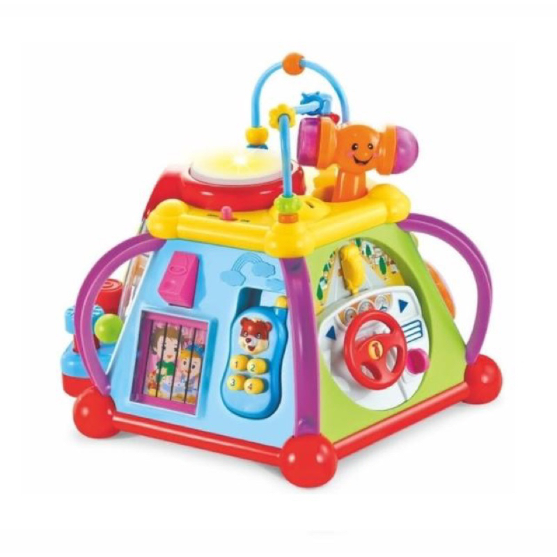[🌷出清🌷二手寶寶玩具] 匯樂 快樂小天地 六面音樂盒 15合1  聲光玩具 玩具