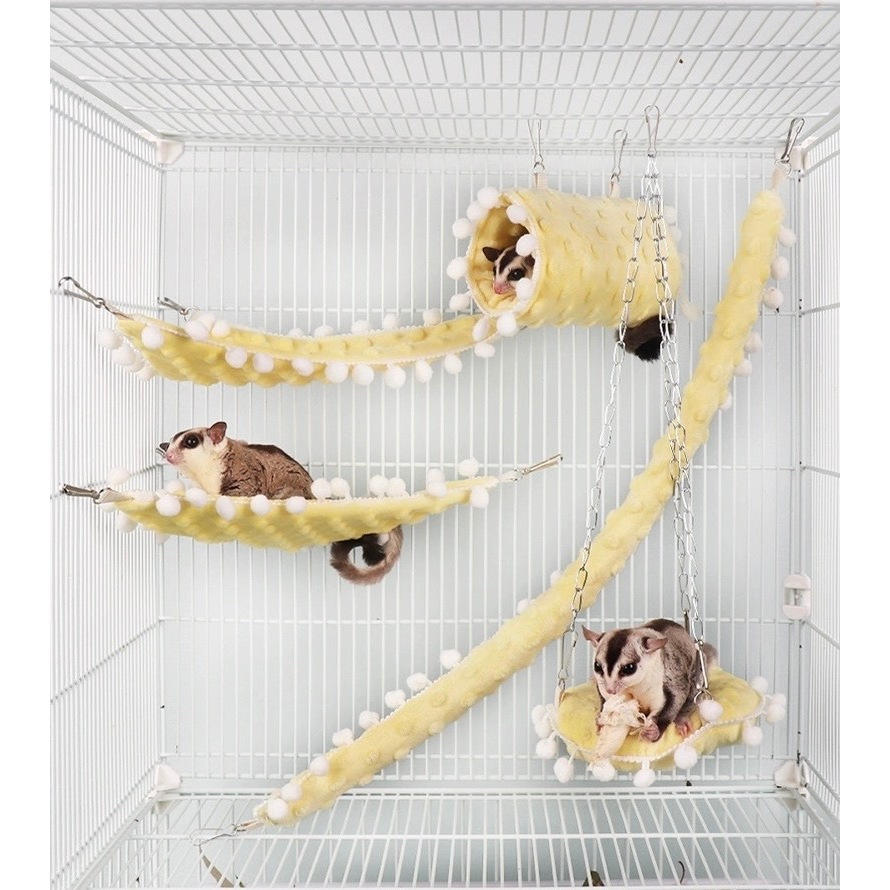 皮鹿鹿310 (一套五個) 蜜袋鼯 小蜜 爬繩 鞦韆 睡窩 睡床 吊床 樹洞小沙發 小寵物 小動物 飛鼠 玩具 籠子配件