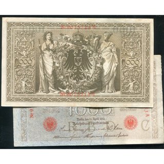 【紙幣】GERMANY(德國), P44b , 1000-MARK , 1910 ,品相9新au 紅軌