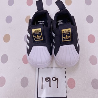 199 美國adidas防踢貝殼頭彈力軟底南寶黑色休閒鞋(11cm)