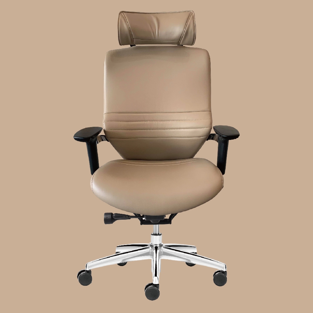 【舒樂活 4Health】NU Chair — 健康居家辦公椅滾輪布套透氣電腦椅電競椅人體工學椅辦公OA (皮質電鍍腳)