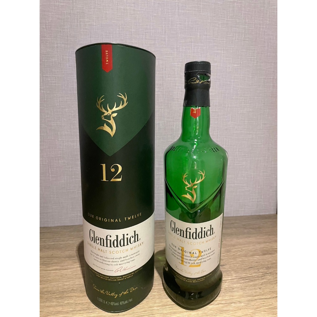 ◤酒瓶裝飾◢ 格蘭菲迪 12年單一麥芽蘇格蘭威士忌 空酒瓶+空盒 DIY 裝飾