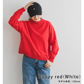日本品牌 Brill 素面薄針織袖小愛心上衣 (罌粟紅) 紅色針織衣