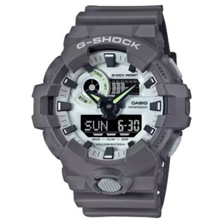 【柏儷鐘錶】CASIO G-Shock 雙顯示 銀色金屬感殼帶 GA-700HD-8A