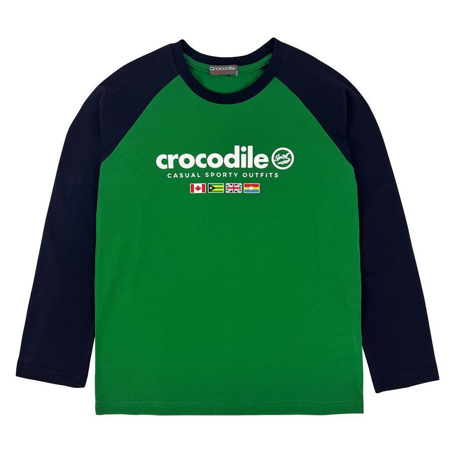 Crocodile Junior 『小鱷魚童裝』U64471 LOGO印圖撞色T恤 Ggo(G購)