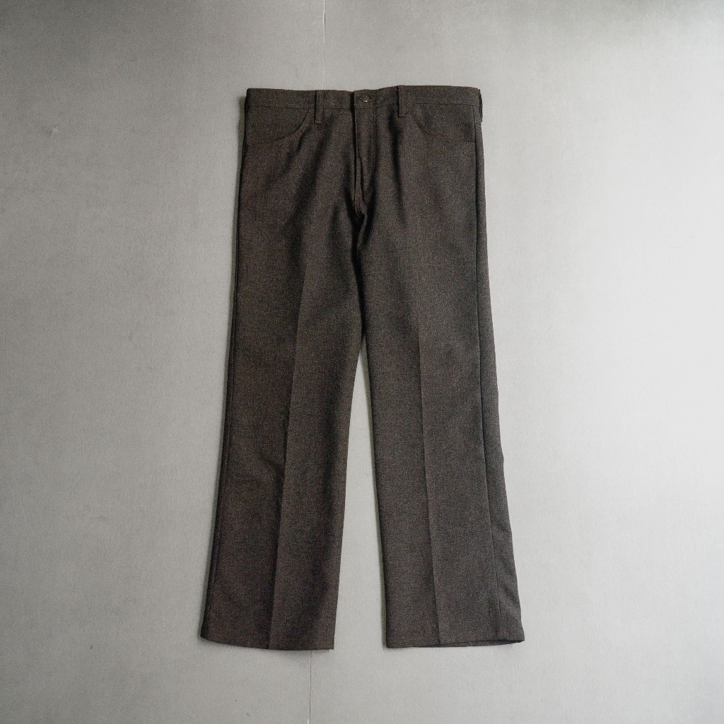 《白木11》 80-90S WRANGLER BELL SLACKS 美國製 深棕色 聚脂纖維 喇叭 靴型 長褲